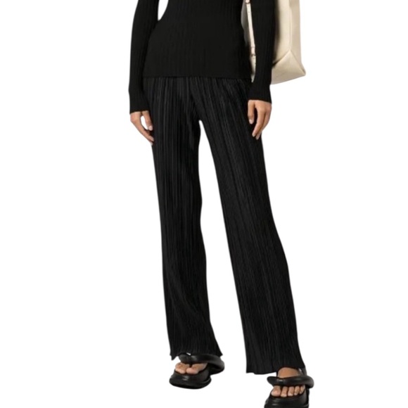 Anine Bing Pants - ANINE BING Black Billie Plissé Pleated Trousers Women’s Size Small NWT